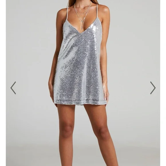 Showpo. | Dresses | Showpo Silver Sequin Mini Dress | Poshmark